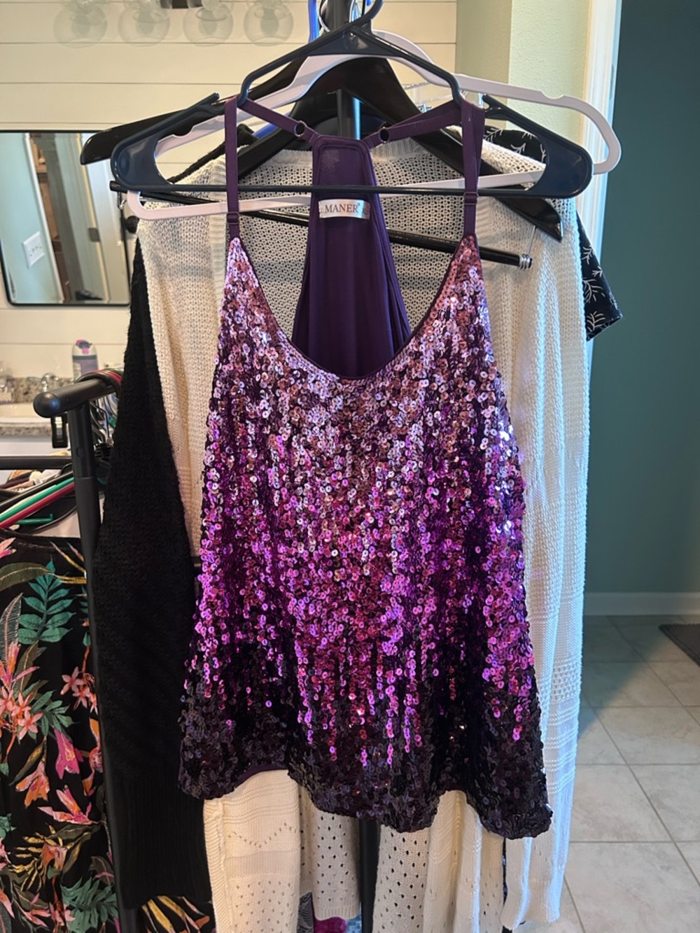 Maner Purple Sequin Ombre Camisole